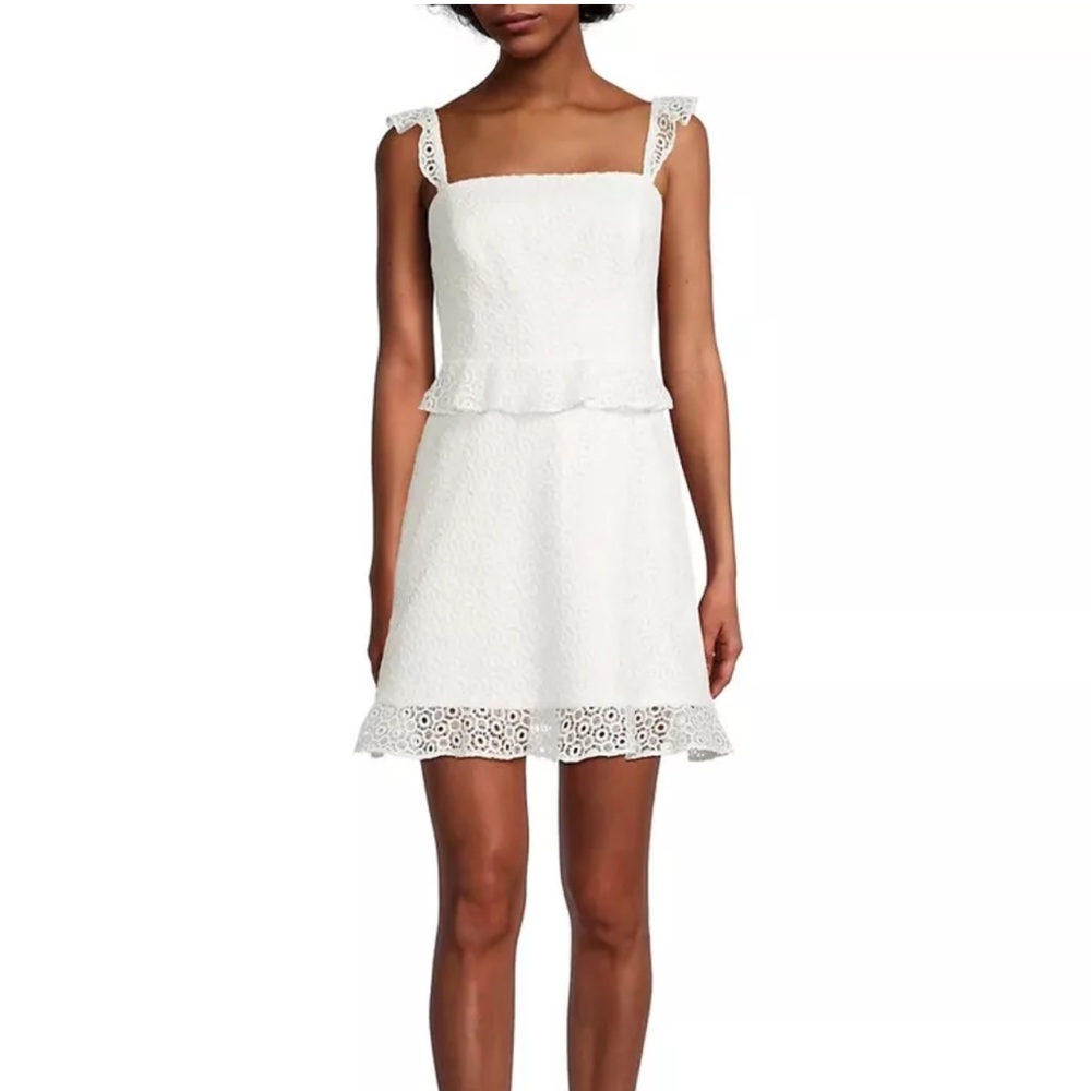Aidan by Aidan Mattox Womens White Lace Fit-&-Flare Cocktail Dress Size 2 - Picture 2 of 6